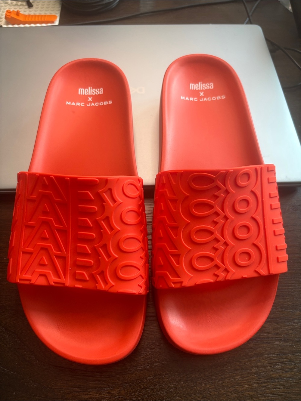 Marc Jacobs Women's Red Logo Slide Sandals with COA